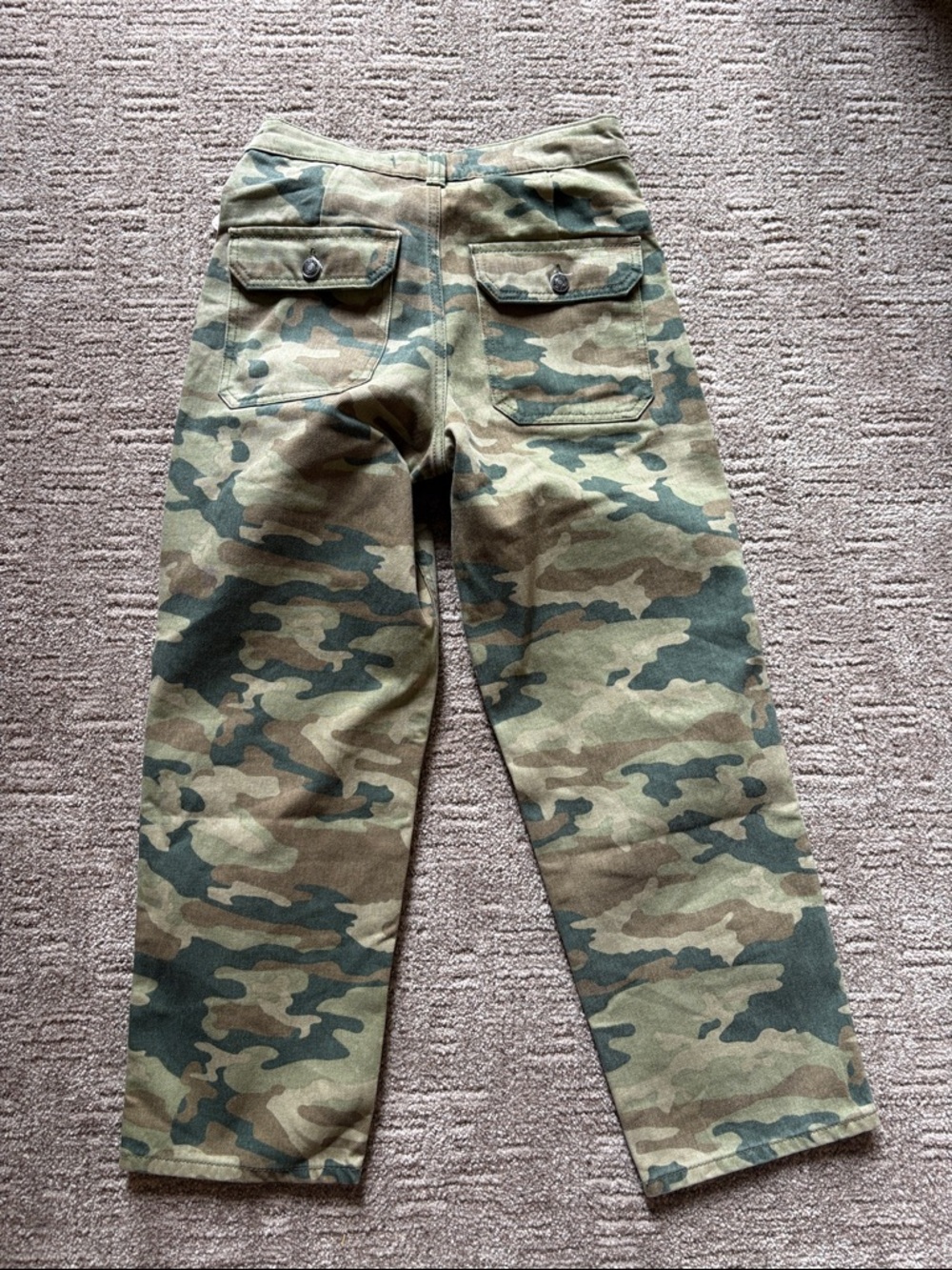 Free People Camo Green Brown High-Rise Jeans